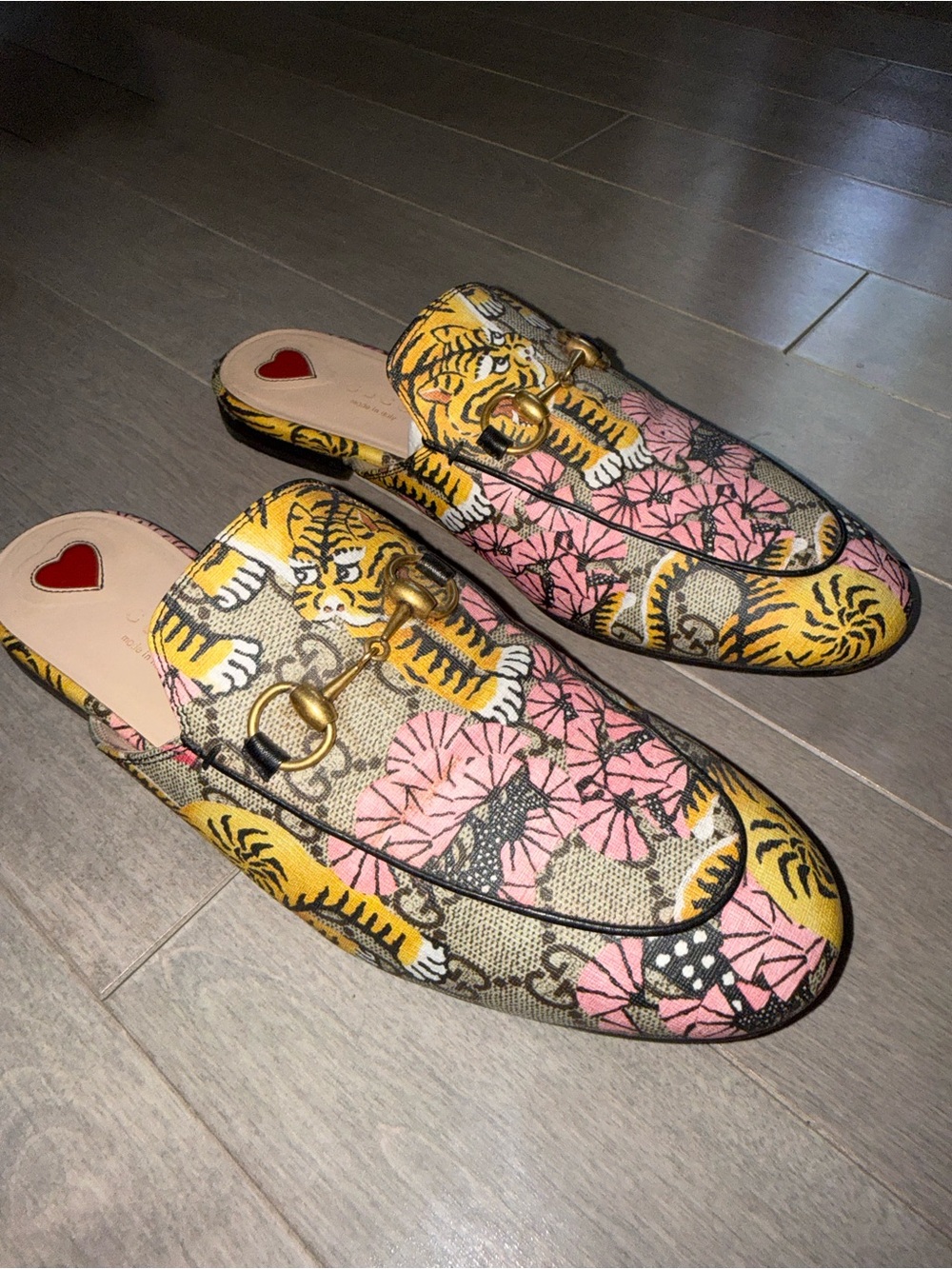 Gucci GG Supreme Bengal Tiger Floral Princetown Mules 37.5 - Picture 2 of 7